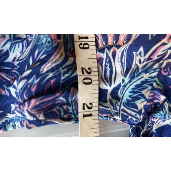 Caribbean Joe Dress L Rayon Paisley Blues Flutter Elbow Sleeves Flowy Boho Chic - Picture 12 of 14